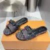 Louis Vuitton Women Black Patterned Leather Bow Slide Sandals product view 5