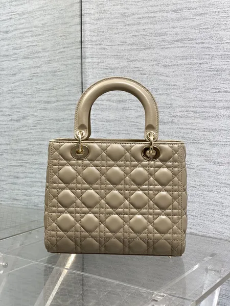 Dior Medium Lady Bag 24 In Powder Beige Gold Hardware product view 2