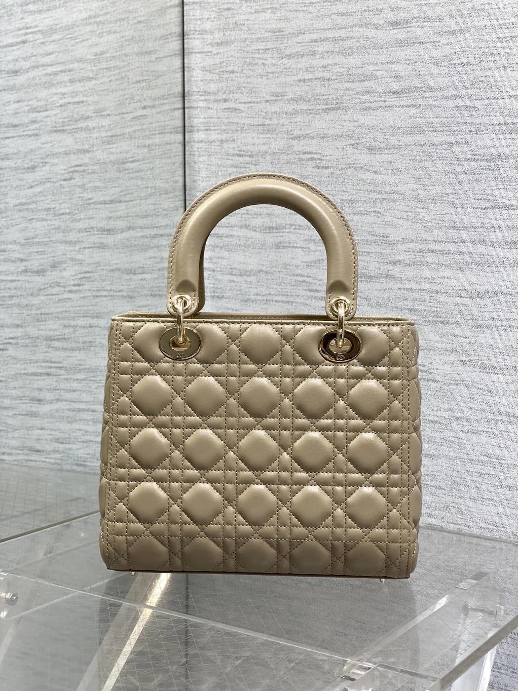 Dior Medium Lady Bag 24 In Powder Beige Gold Hardware product view 2