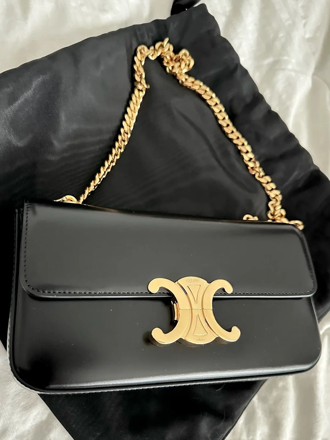 Celine Chain Shoulder Bag Claude in Shiny Calfskin product view 1