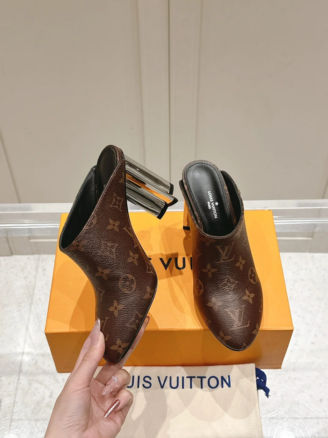 Louis Vuitton Women Brown Leather Mules product view 4