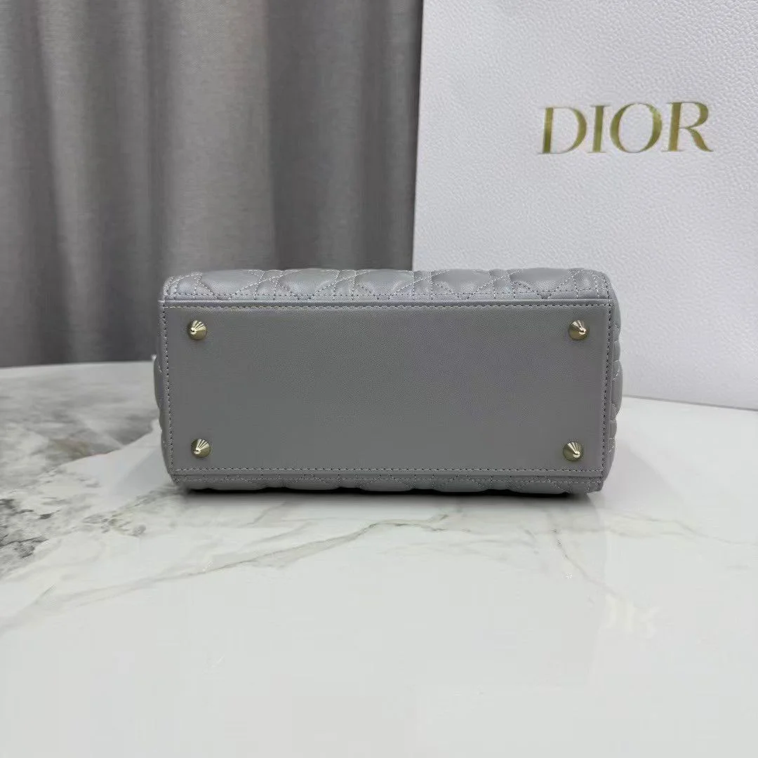 Dior Medium Lady Dior My Abcdior bag in grey lambskin product view 2
