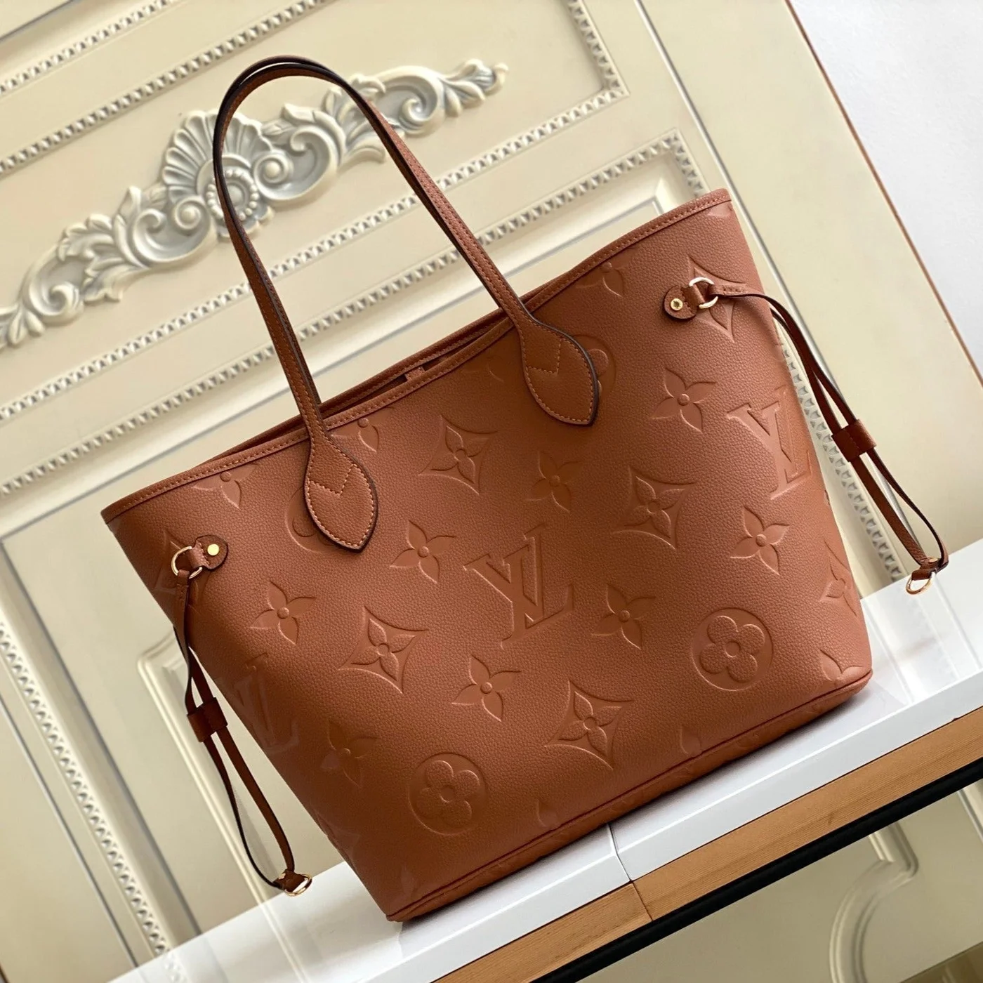 Louis Vuitton Neverfull MM 32 Brown Monogram Empreinte Leather Bag product view 1