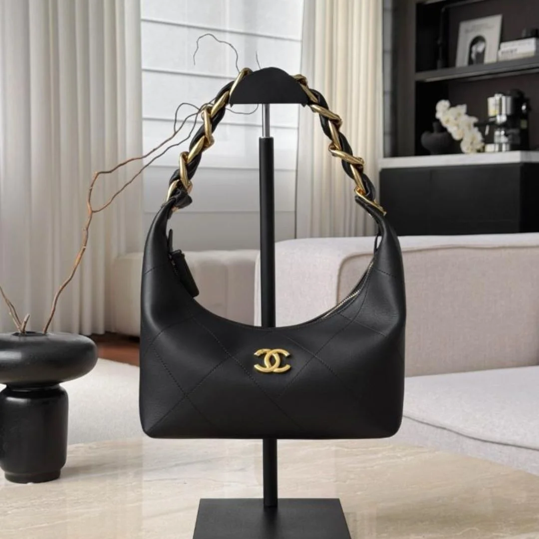 Chanel black hobo bag product view 1