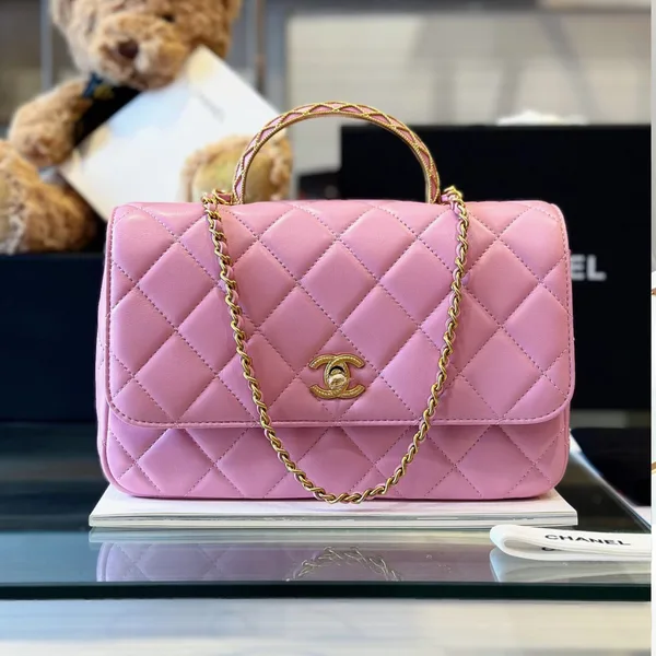 Chanel Coco Mini Handbags Pink With Lock Gold 22x21cm product photo