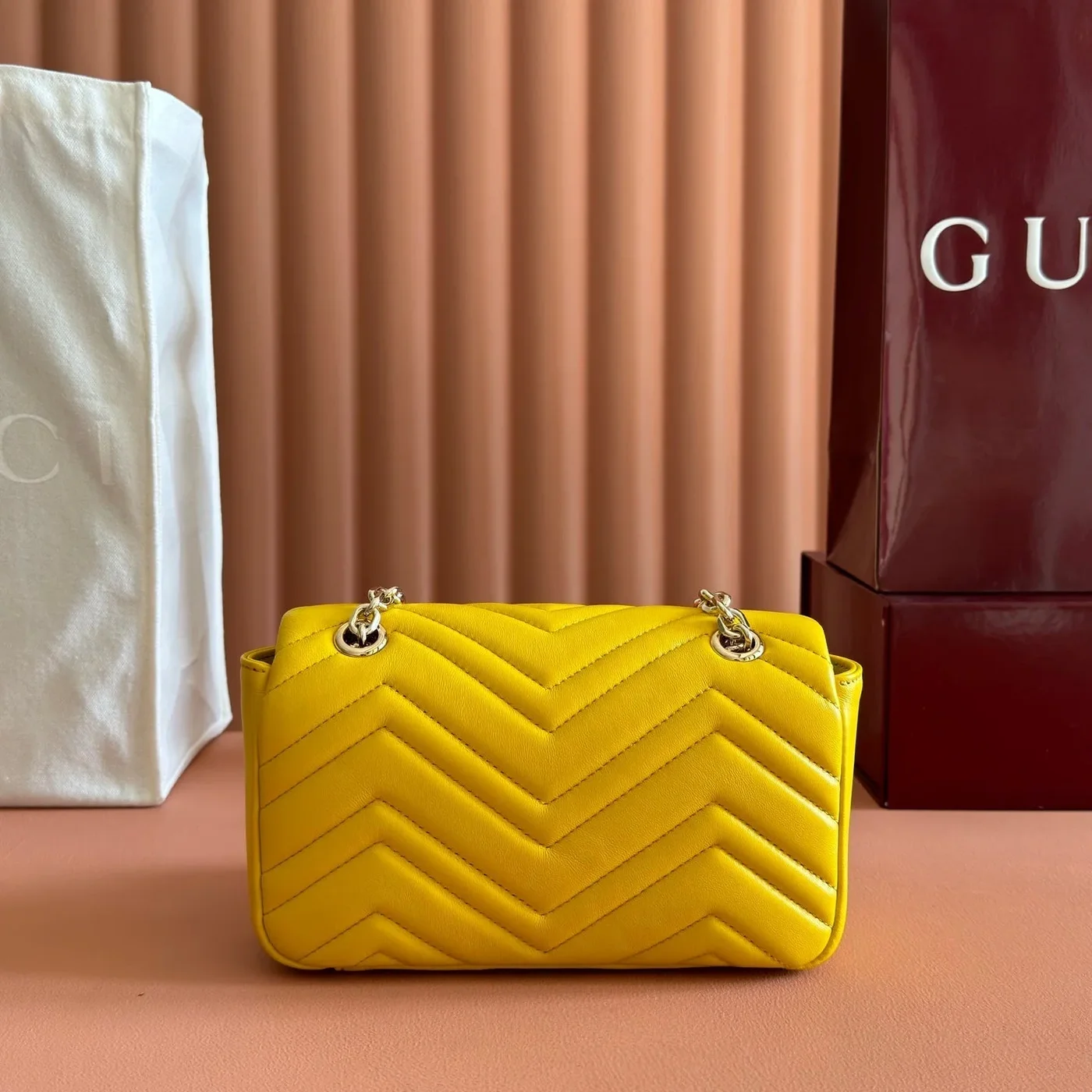 Gucci GG Marmont Bag 22 In Yellow Lambskin product view 5