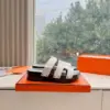 Hermès Women White Leather Wood Insole Sandals product view 2