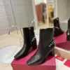 Valentino Women Black Leather Studded Ankle Boots product view 3