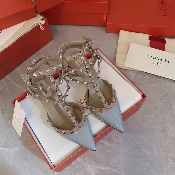 Valentino Women Light Blue Patent Leather Studded Heels product view 6