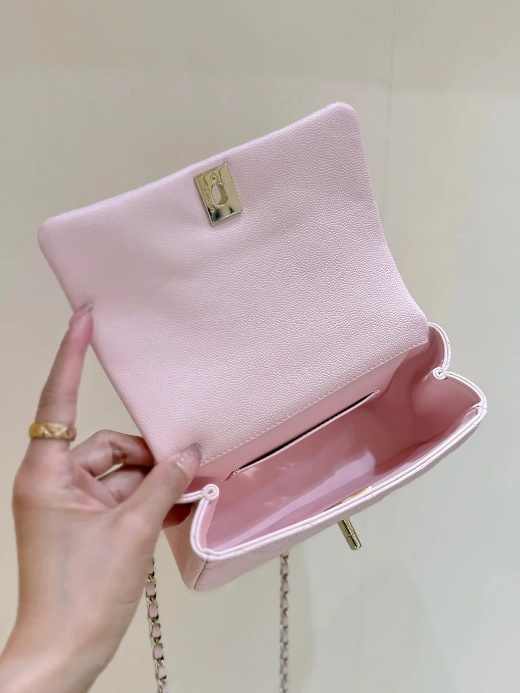 Chanel 25S Coco Crush Handle 18 In Pink Gold Hardware Bag product view 5