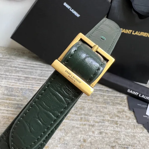 Saint Laurent Le 5 À 7 Green Crocodile-effect Leather Shoulder Bag In Dark Green product view 3