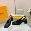 Louis Vuitton Women Black Leather Slingback Heels product view 3