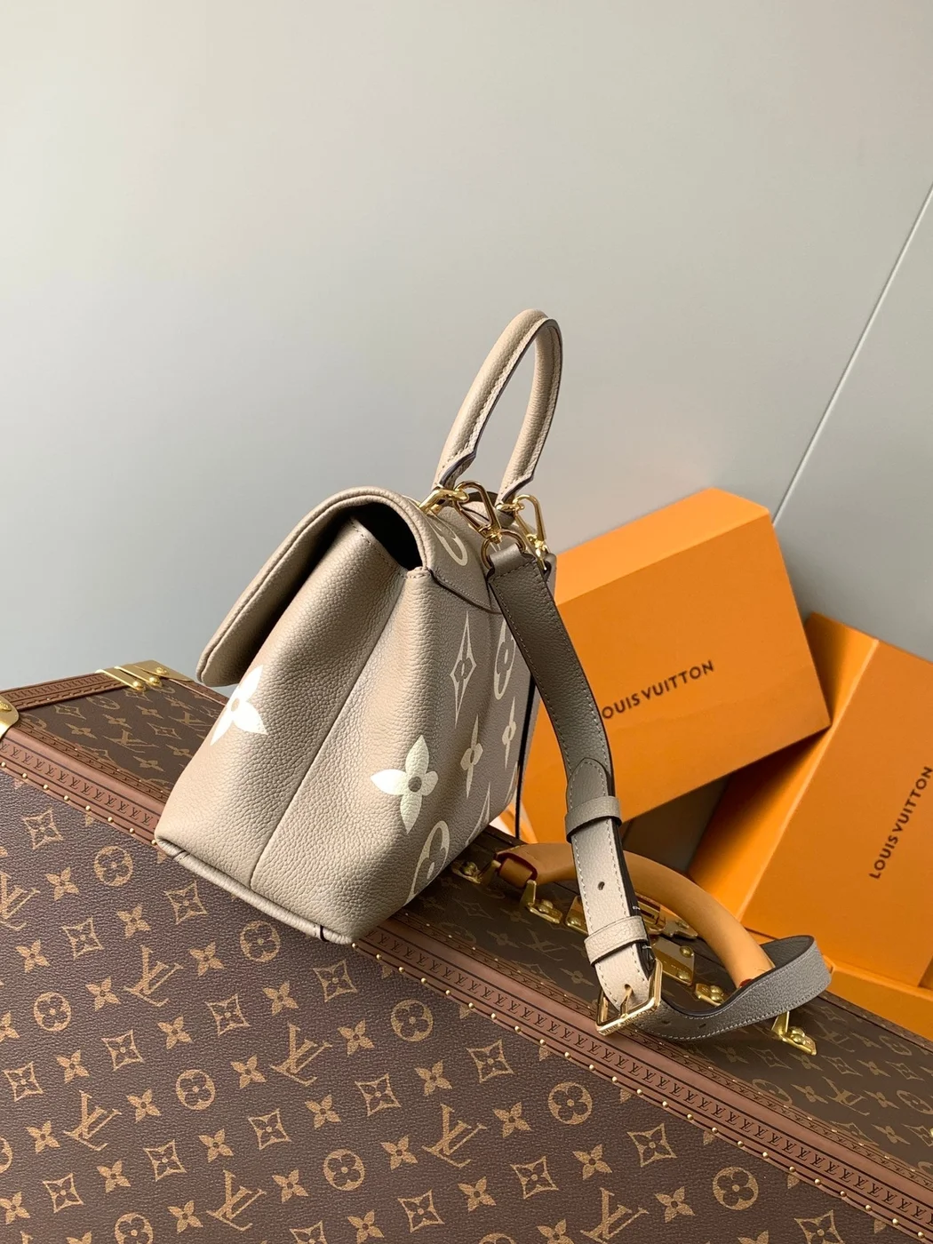 Louis Vuitton Madeleine 30 In Beige Monogram Calfskin Embossed Logo Bag product view 4