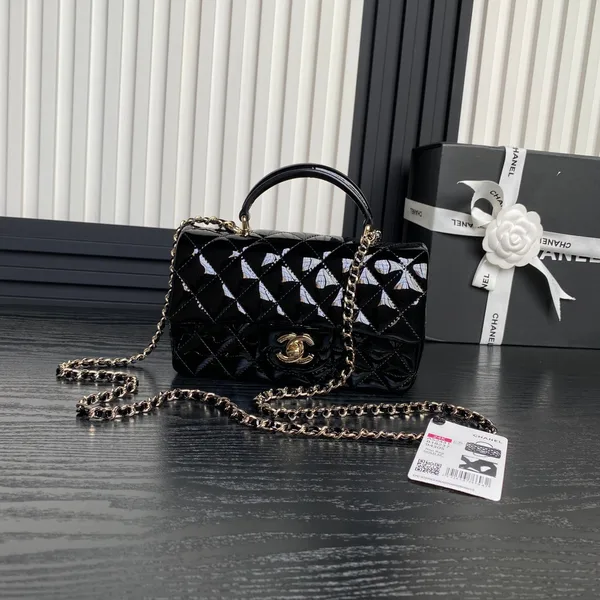 Chanel Patent Quilted Mini Top Handle Flap Bag product view 1