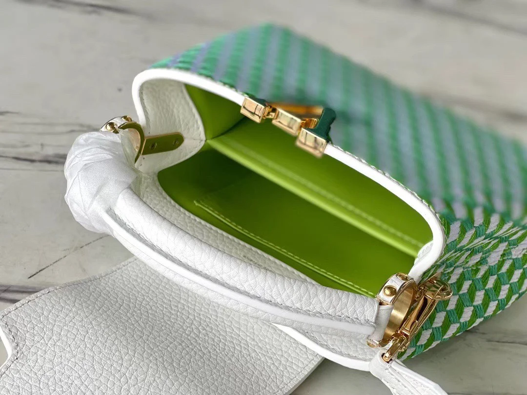 Louis Vuitton Capucines Green And White Pattern Handbags 21 cm product view 7