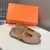 Hermès Women Beige Leather Mesh Mary Jane Flats product view 3