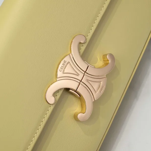 Celine Triomphe Handbag Bright Yellow Smooth Leather 20x12cm product view 5