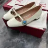 Valentino Women White Leather Embellished Flats product view 6