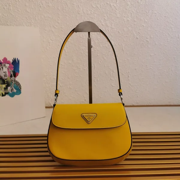 Prada Spazzolato Cleo Shoulder Bag In Yellow product view 1