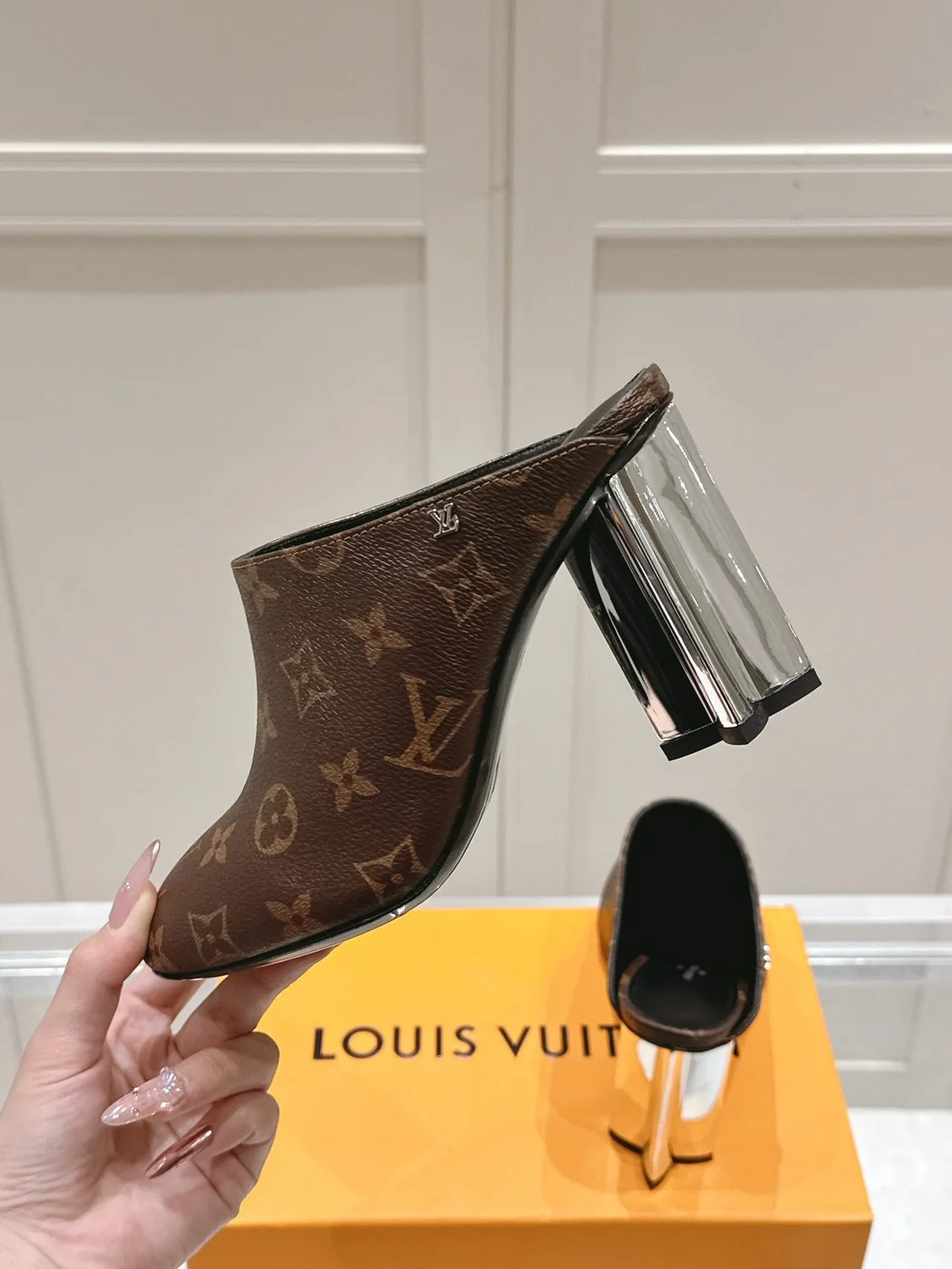 Louis Vuitton Women Brown Leather Mules product view 6