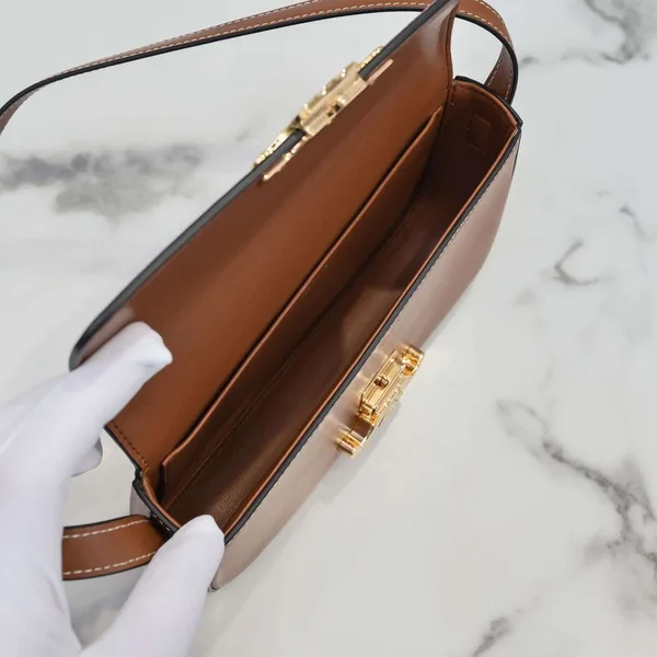 Celine Triomphe Brown Handbag Premium Smooth Leather 20x12cm product view 3