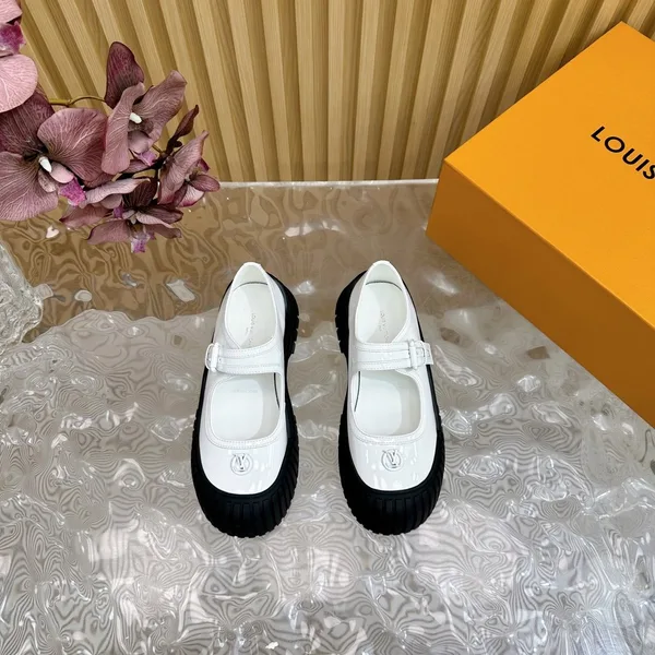 Louis Vuitton Women White Patent Leather Rubber Toe Mary Janes product view 4