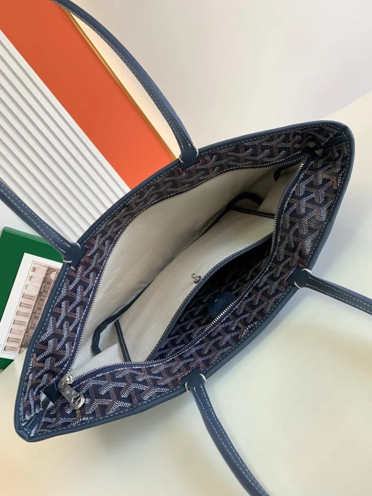 Goyard Navy Blue Goyardine Coated Canvas and Leather Saint Louis PM Tote product view 6