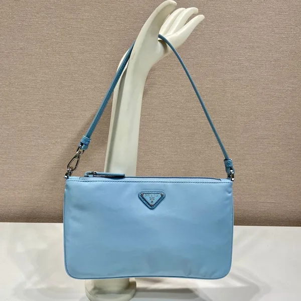 Prada Shoulder Bag 24 With Triangle Logo In Sky Blue Re-Nylon Fabric product view 1