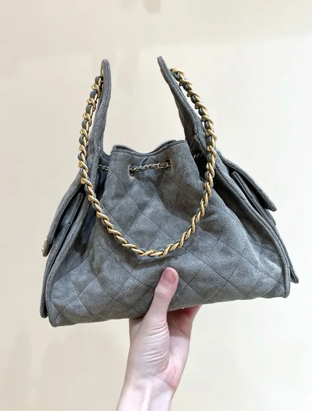 Chanel 25 Handbag In Grey 30 Suede Gold Hardware product view 3