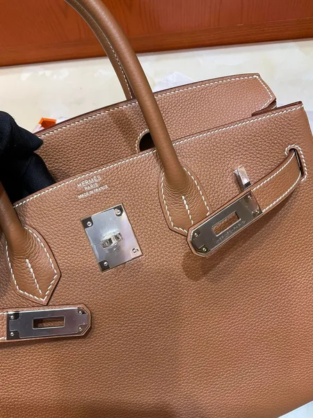 Hermès Brikin 30 Gold with Silver Hardware Bag product view 3