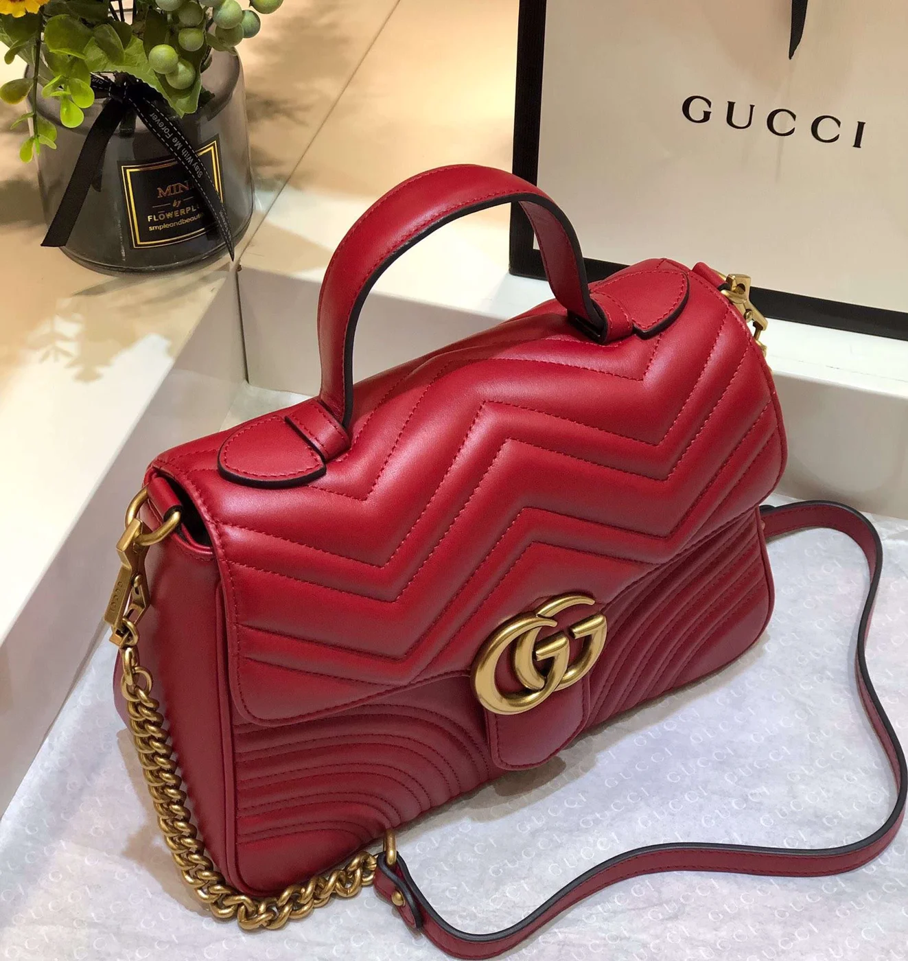 Gucci Marmont Top Handle Women’s Handbag Red 27 cm product view 4