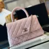 Chanel Coco Handbags Leather Pink With Silver Lock 23 cm product view 7