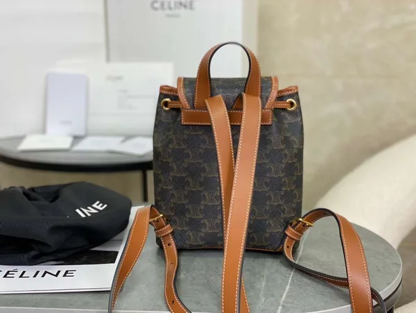 Celine Folco Backpack Mixed Pattern Brown 17x20x10cm product view 8