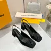 Louis Vuitton Women Black Leather Slingback Heels product view 5