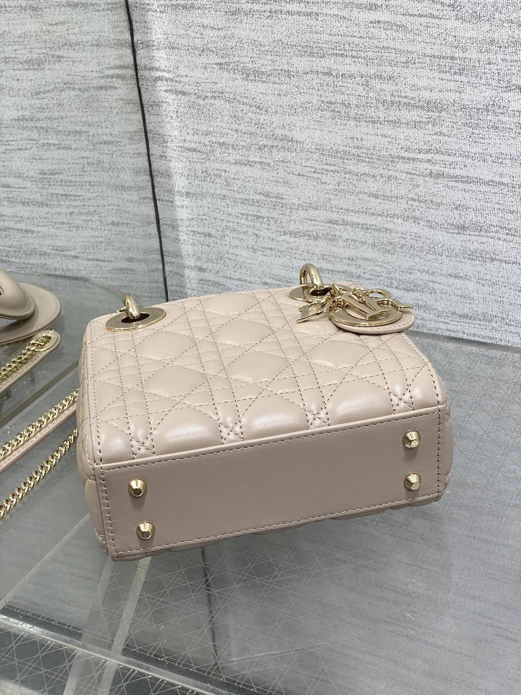 Dior Mini Lady Dior Bag in Beige Gold Hardware product view 3