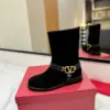 Valentino Women Black Suede Leather Strap Boots product view 5