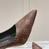 Louis Vuitton Women Brown Leather Patterned Slingback Heels product view 2