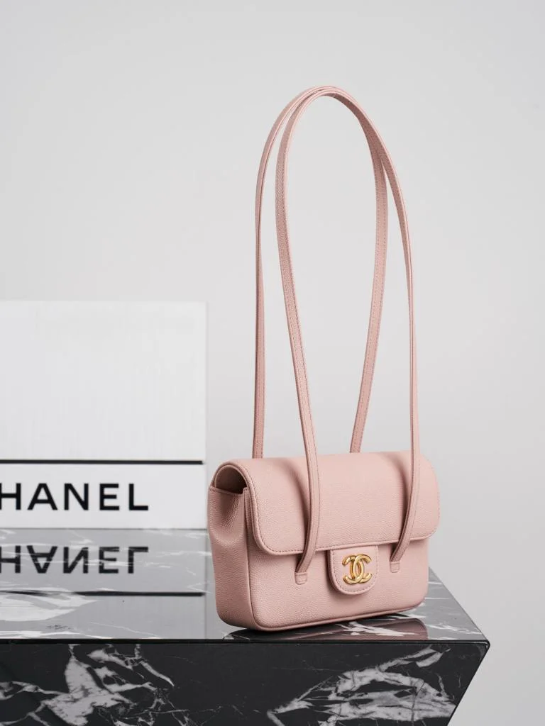 Chanel Caviar Preppy Coco Mini Flap bag in light pink color product view 6