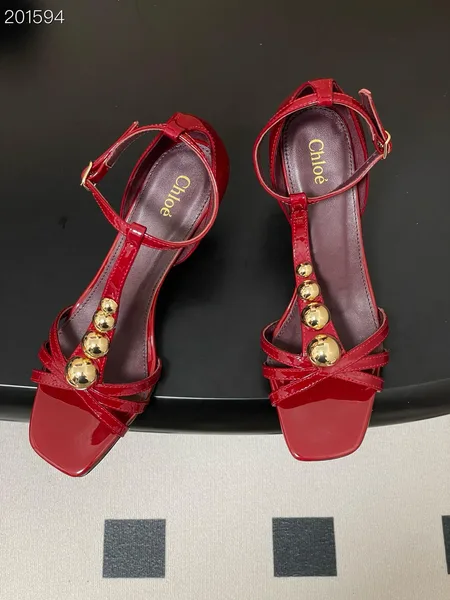 Chloé Strappy Heels Red Gold product view 3