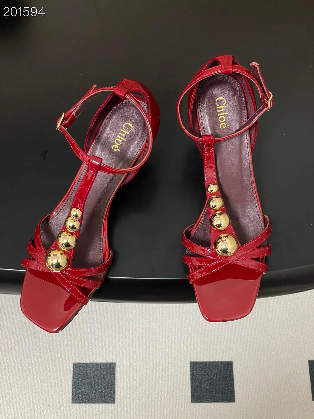 Chloé Strappy Heels Red Gold product view 3