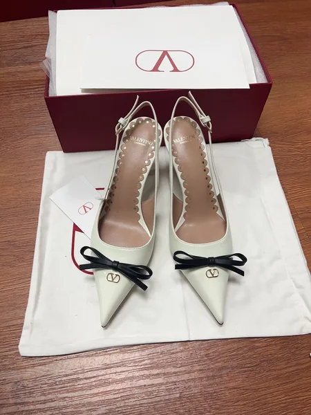 Valentino Women White Patent Leather Pointed Slingback Pumps product view 1