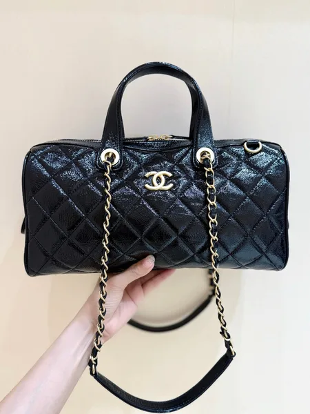 Chanel 25K Bowling Bag in Black Caviar Leather Gold Hardware product view 1