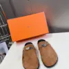 Hermès Women Brown Haircalf Leather Slippers product view 1