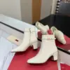 Valentino Women White Leather Ankle Boots product view 6
