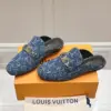 Louis Vuitton Women Blue Denim Leather Mules product view 3