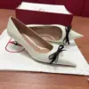 Valentino Women Ivory Leather Bow Accent Pumps product view 6