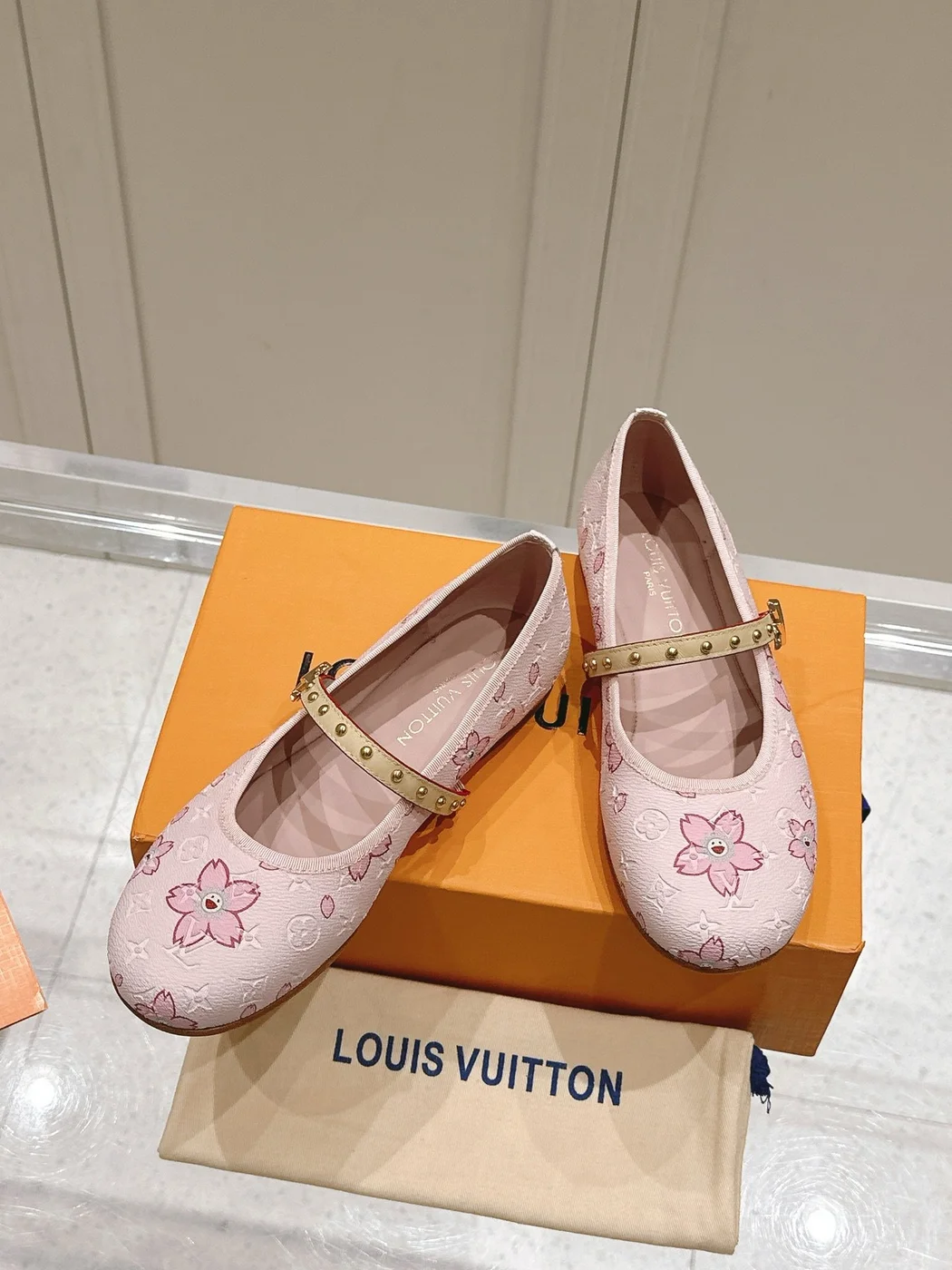 Louis Vuitton Women Pink Patterned Leather Mary Janes product view 4
