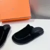 Hermès Women Black Suede Slippers product view 4