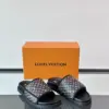 Louis Vuitton Men Black Canvas Multicolor Print Slides product view 5