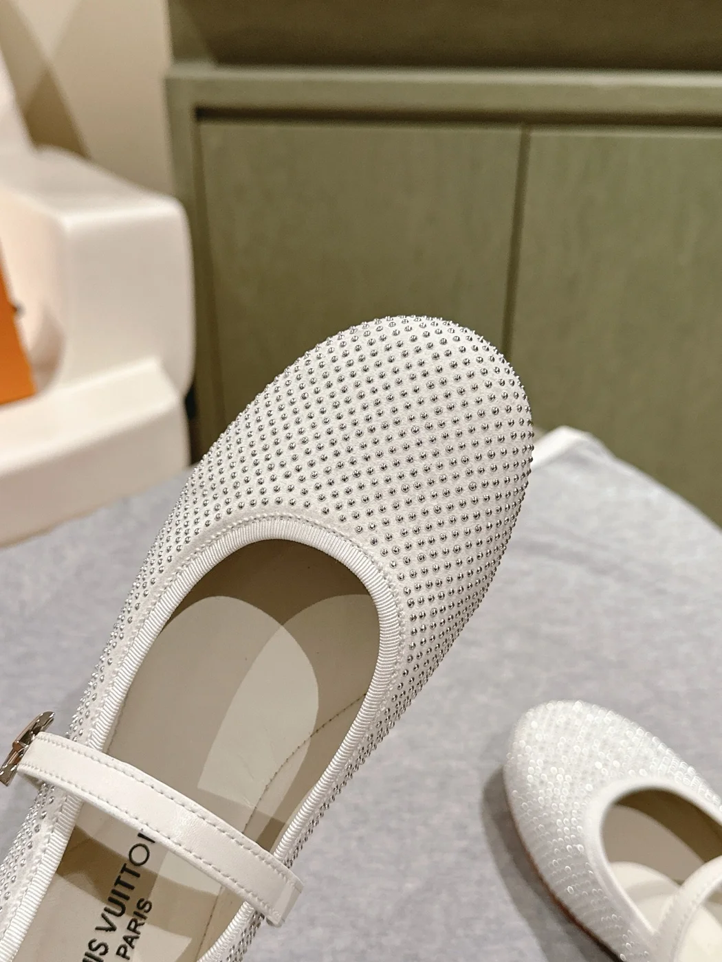 Louis Vuitton Women White Mesh Mary Jane Flats product view 6